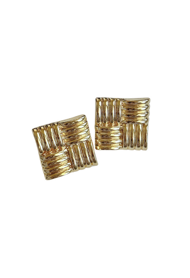 Cora Textured Square Statement Earrings
