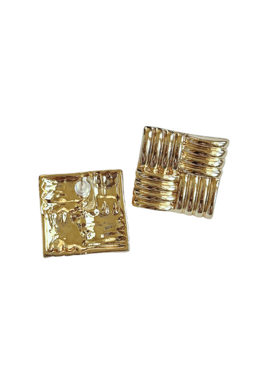 Cora Textured Square Statement Earrings